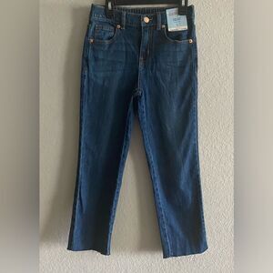 Cat & Jack NEW Girl High Rise Straight Leg Elastic Waist Distressed Hem Jeans 8